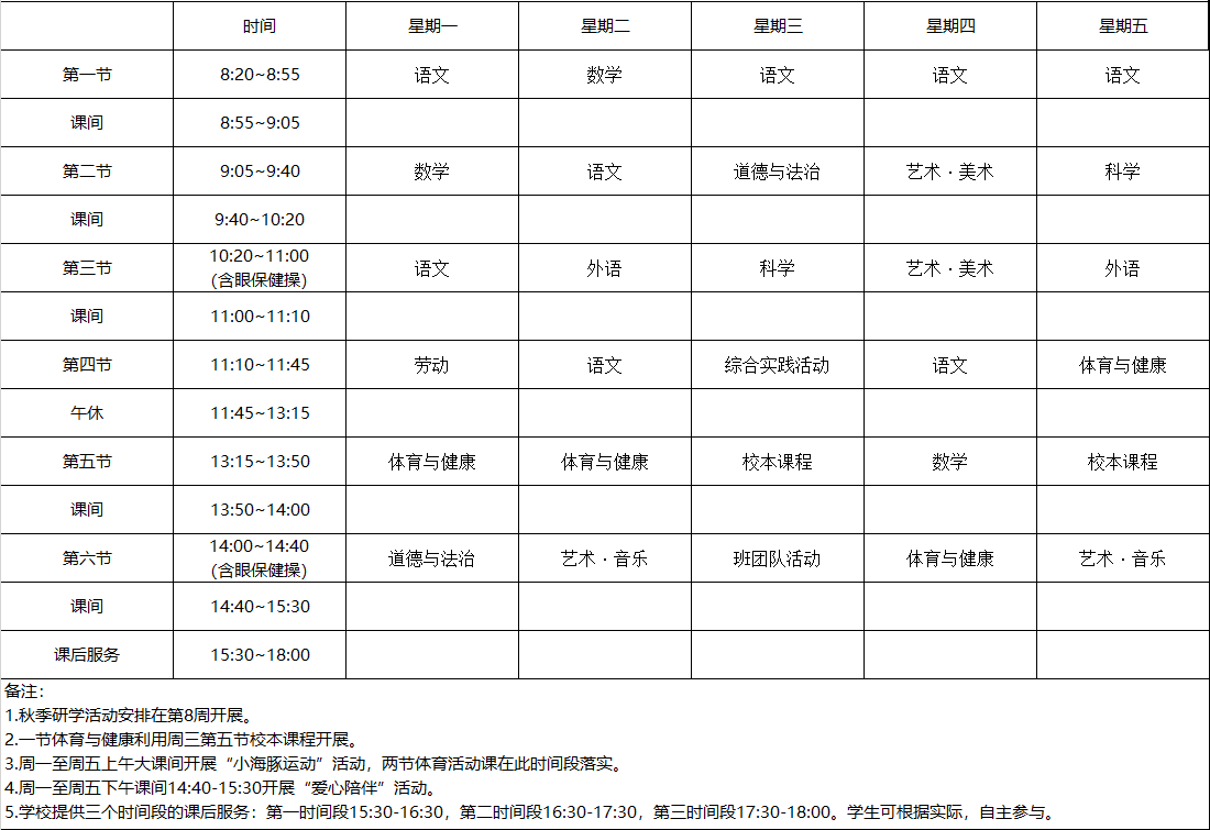 2024学年第一学期清水路小学一年级6班周课表.png